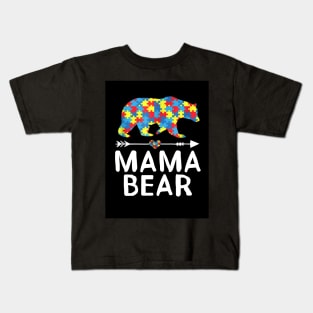 Autism Puzzle Mama Bear Funny Mothers Gift Kids T-Shirt